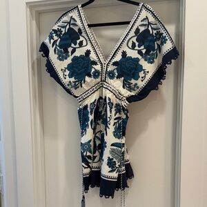 Farm Rio size small Blue and White dress